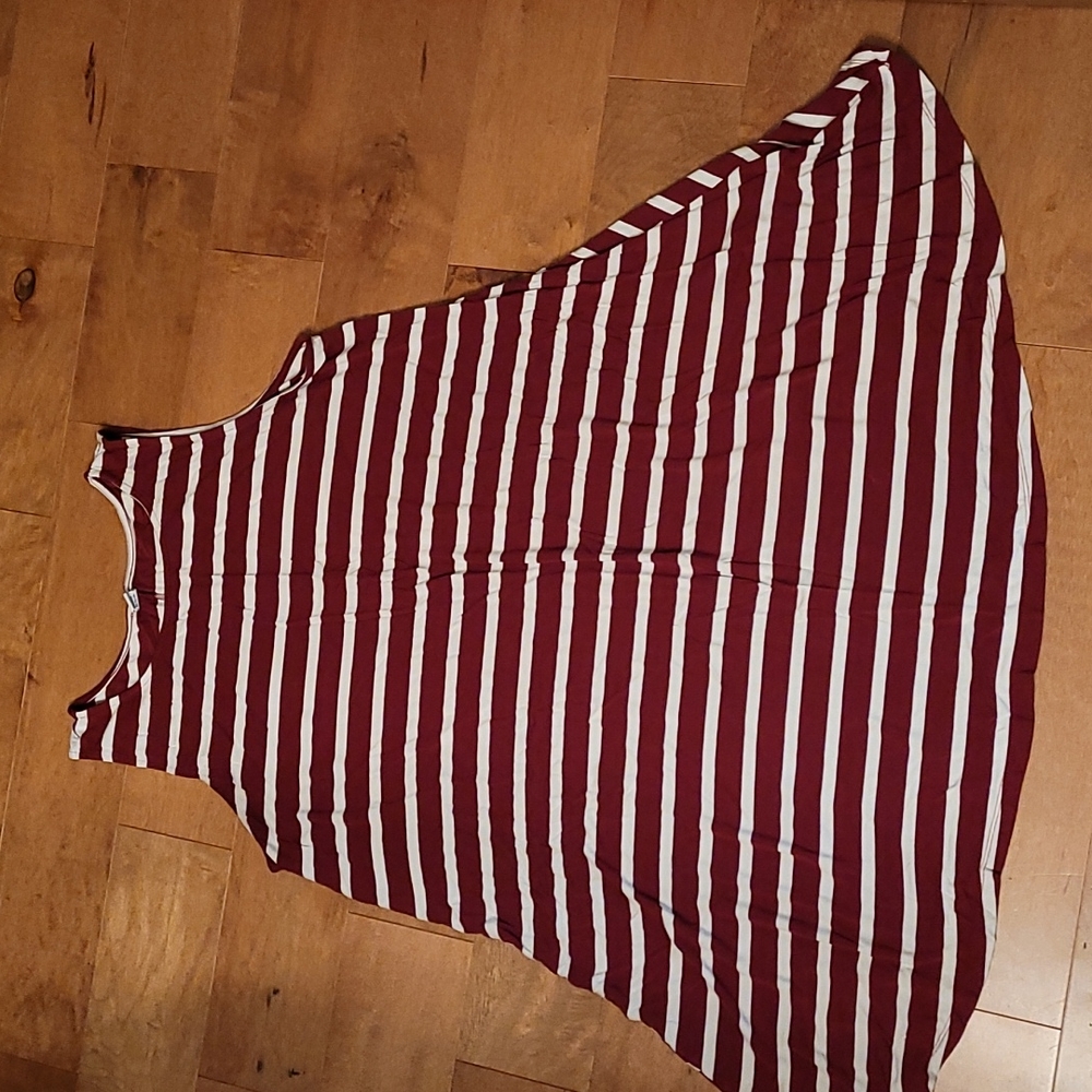 Old Navy burgundy and white stripe swing dress